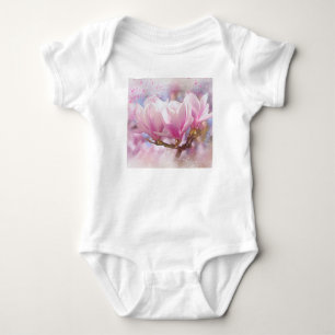 Body Para Bebé Magnolia púrpura rosada en flor de primavera