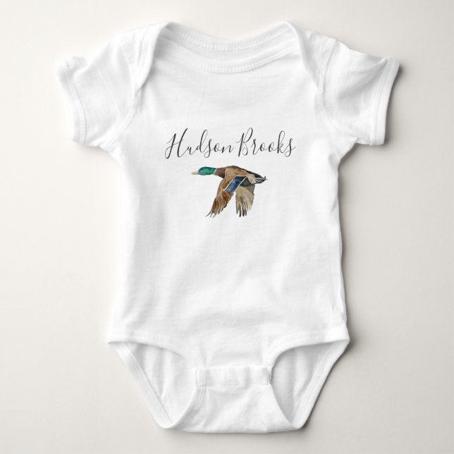 Body Para Bebé Mallard Duck Customizable Monogrammed Onsie (Anverso)