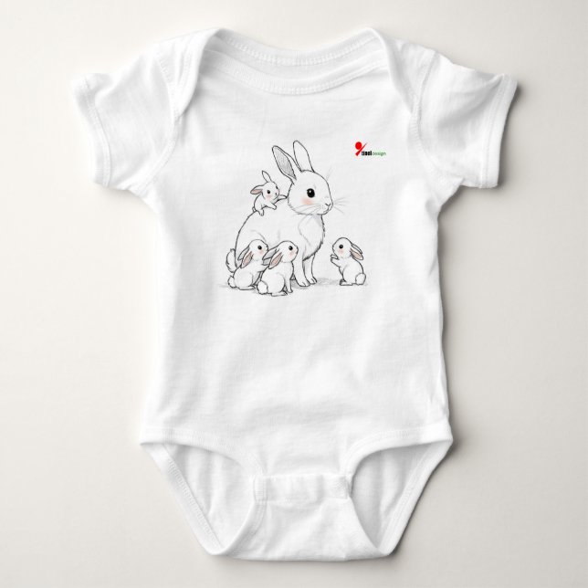 Body Para Bebé Mama Bunny & Babies Baby Bodysuit (Anverso)