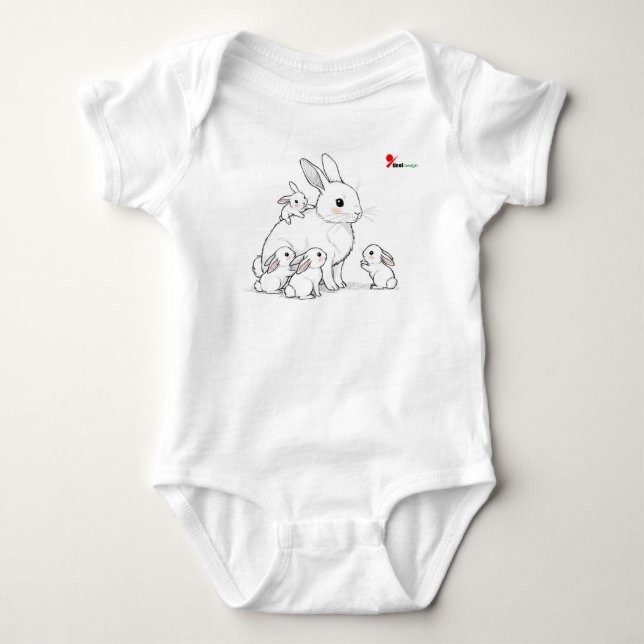 Body Para Bebé Mama Conejo y Bebés Bodysuit para Bebé (Anverso)