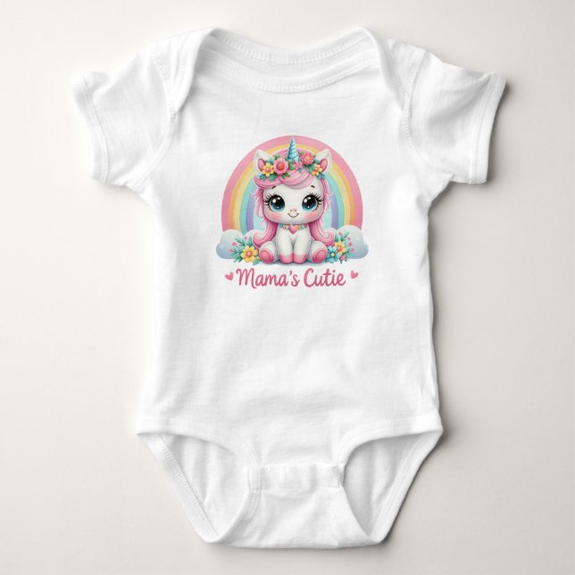 Body Para Bebé Mamá del Cutie Rainbow Unicorn (Anverso)