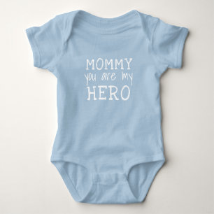 Body Para Bebé Mamá, eres mi Hero Simple Typography Blue