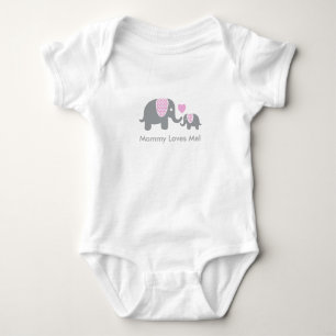 Body Para Bebé Mamá me ama a los elefantes en rosa y gris