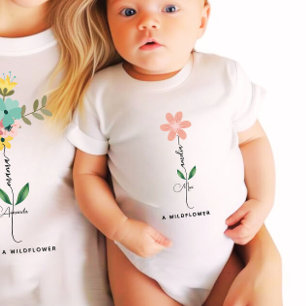Body Para Bebé Mama mini Personalizado a juego Wildflower