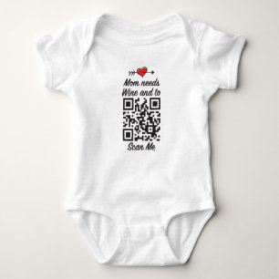 Body Para Bebé Mamá necesita vino y escanearme código QR