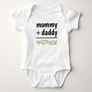 Body Para Bebé Mamá papá niño bebé nombre Green Text Baby Shower