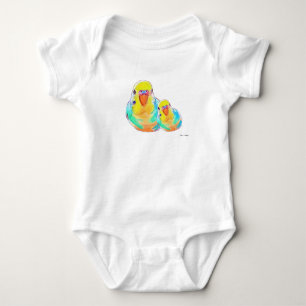 Body Para Bebé Mamá y bebé Bonito Budgerigar, pájaro bonito