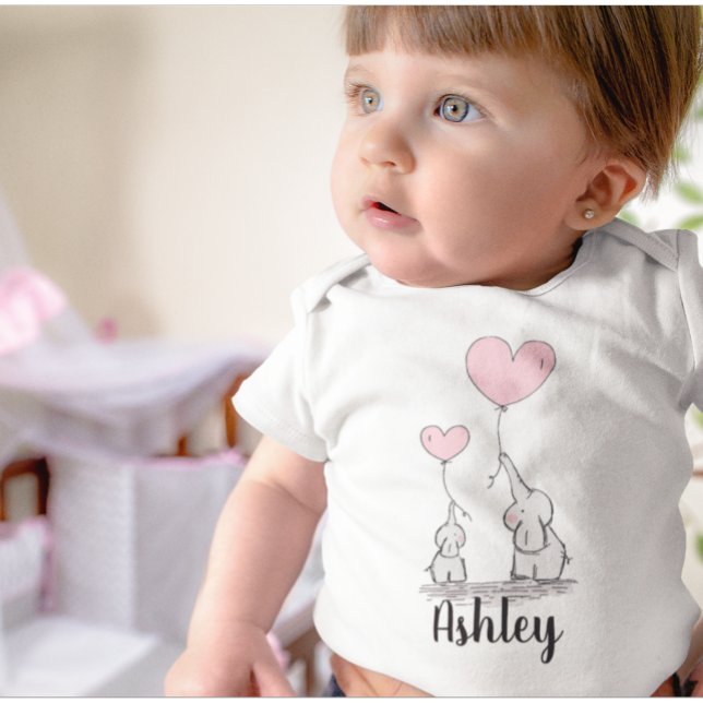 Body Para Bebé Mamá y elefante rosa bebé adorables (Subido por el creador)