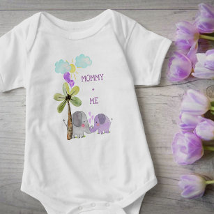 Body Para Bebé Mamá y yo   Lilac Mom y Baby Elephant