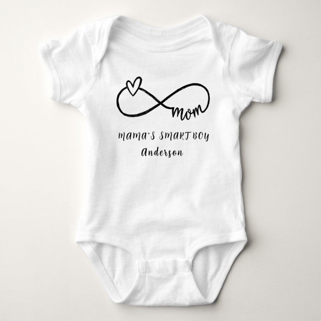 Body Para Bebé MAMA'S SMART BOY Personalized Name Cute (Anverso)