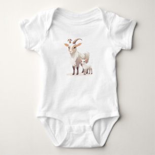 Body Para Bebé Mami and Baby Goat and Kid, Cute Farm Animals