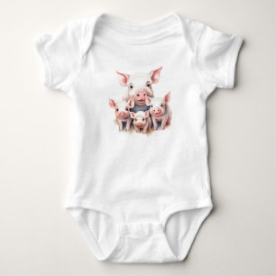 Body Para Bebé Mami Pig con bebés lechones