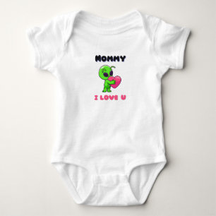 Body Para Bebé "Mami te amo" Corazón de bebé alienígena lindo