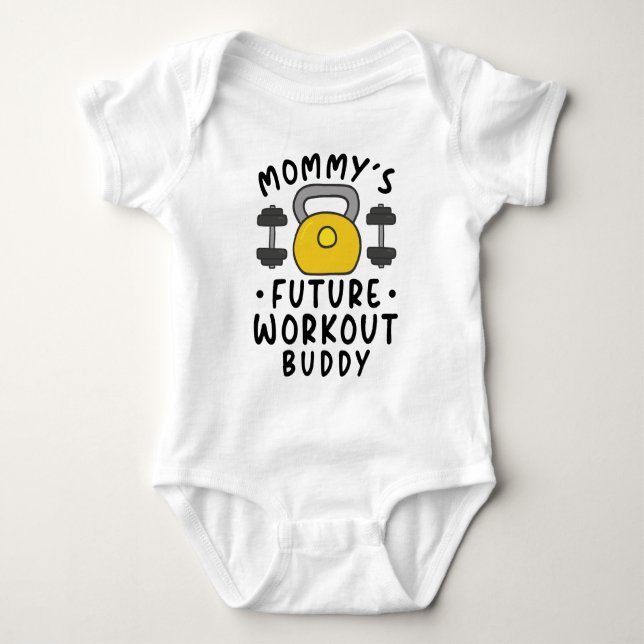 Body Para Bebé Mami's Future Workout Buddy - Halterofilia (Anverso)