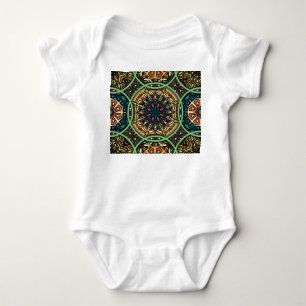 Body Para Bebé Mandala colorida: Mano floral vintage dibujada