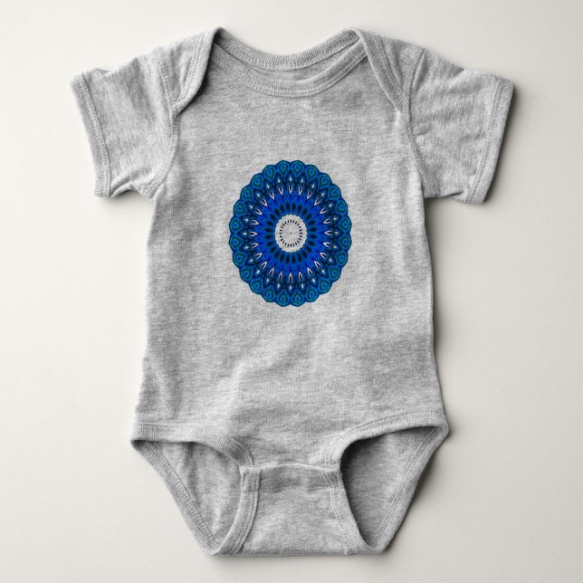 Body Para Bebé Mandala en bebe azul y ropa para adultos (Anverso)