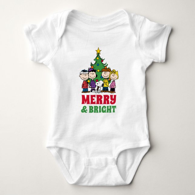 Body Para Bebé Maní | La pandilla alrededor del árbol de Navidad (Anverso)