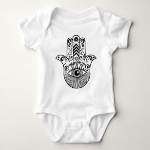 Body Para Bebé Mano de Hamsa blanco y negro
