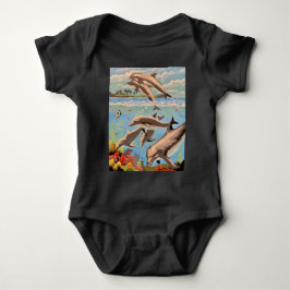 Body Para Bebé Mano Pintada Por Número | Delfines lúdicos |