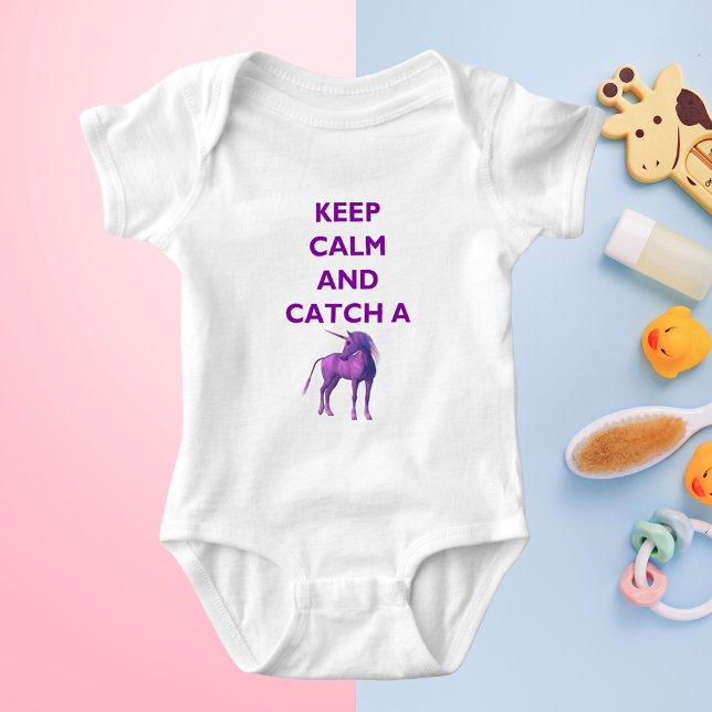 Body Para Bebé Mantén la calma, malva, uniforme morado, traje de  (Keep Calm, Purple Unicorn Baby Jersey Bodysuit)