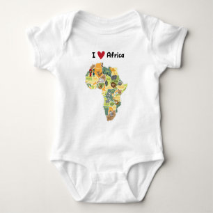 Body Para Bebé Mapa africano del safari - corazón África de I -
