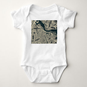 Body Para Bebé Mapa de Amsterdam de época: Retro Minimalista