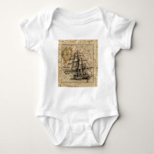 Body Para Bebé Mapa y barco del antiguo general de Francia