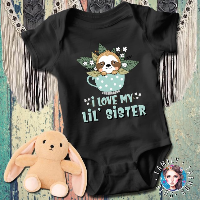 Body Para Bebé Mapache Kawaii Amo a Mi Hermana Menor (Subido por el creador)