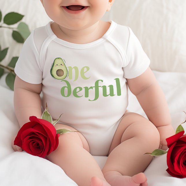 Body Para Bebé Maravilloso aguacate 1 cumpleaños (Onederful Avocado 1st Birthday Baby Bodysuit)