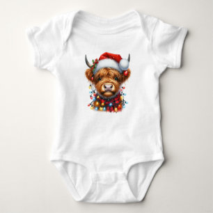 Body Para Bebé Maravilloso Navidad Highland Cow