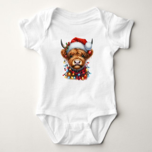 Body Para Bebé Maravilloso Navidad Highland Cow (Anverso)