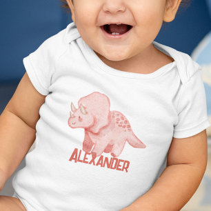 Body Para Bebé Marca de agua Triceratops Dinosaur Personalizado N