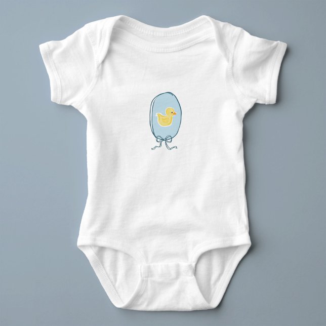 Body Para Bebé Marco de cinta dudoso de goma (Sweet yellow and blue rubber ducky framed in a ribbon and bow baby bodysuit.)