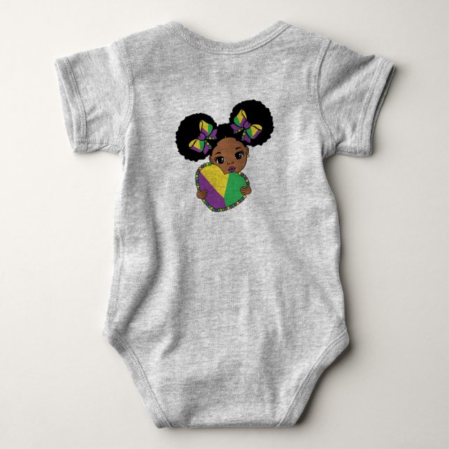 Body Para Bebé Mardi Gras Niña Con El Corazón (Reverso)