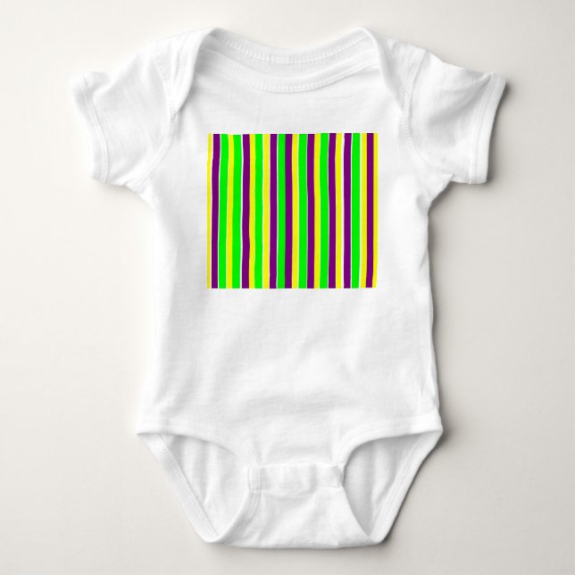 Body Para Bebé Mardi Gras Stripes (Anverso)