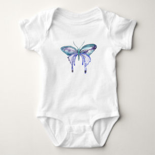 Body Para Bebé Mariposa azul acuarela Aqua Morado