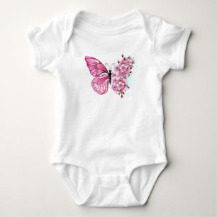 Body Para Bebé Mariposa de flores con Sakura rosa