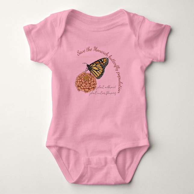 Body Para Bebé Mariposa Monarca Personalizable (Anverso)