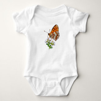 Body Para Bebé Mariposa naranja en delicadas flores blancas