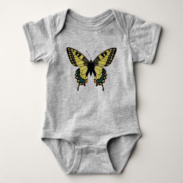 Body Para Bebé Mariposa negra y amarilla (Anverso)