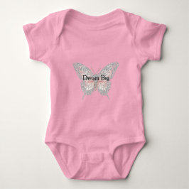 Body Para Bebé Mariposa plateada rosa personalizada
