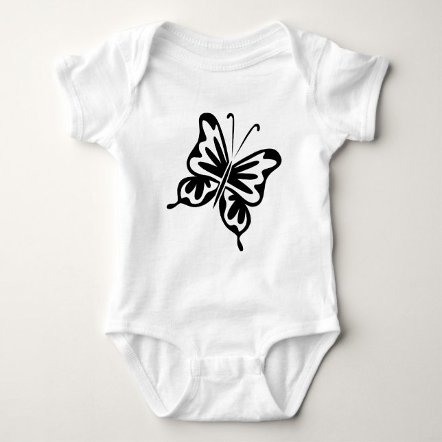Body Para Bebé Mariposa retro - Negro (Anverso)