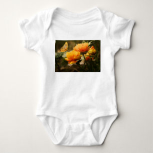 Body Para Bebé Mariposa y flores naranjas