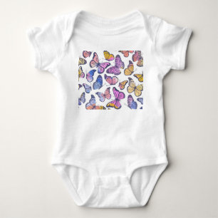 Body Para Bebé Mariposas acuarelas: Patrón de cosecha Pastel.