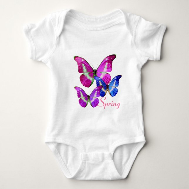 BODY PARA BEBÉ MARIPOSAS DE LA PRIMAVERA AZUL DE PURPLE ROSA (Anverso)