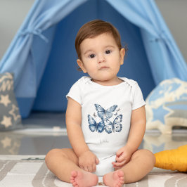 Body Para Bebé Mariposas en azul Delft, personalizable