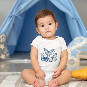Body Para Bebé Mariposas en azul Delft, personalizable