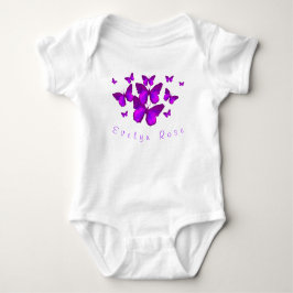 Body Para Bebé Mariposas púrpuras personalizadas Baby Bodysuit