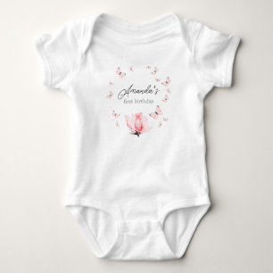 Body Para Bebé Mariposas rosadas traje de bebé de primer cumpleañ