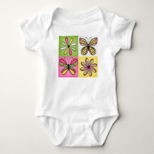 Body Para Bebé Mariposas y flores del Pop Art